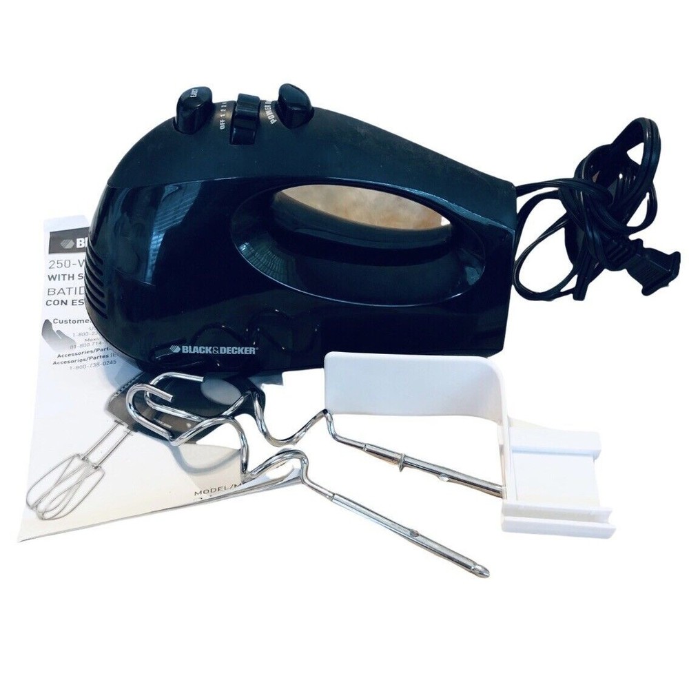 Black & Decker Hand Held Kitcher Mixer 6 Speed MX217 Unit Hooks Spatula Manual